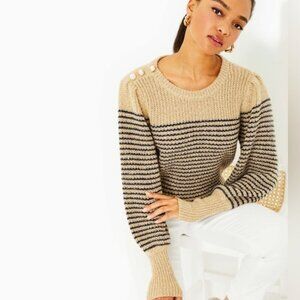 NWT Lilly Pulitzer Finney Sweater Sand Bar Sparkle Strip Size S